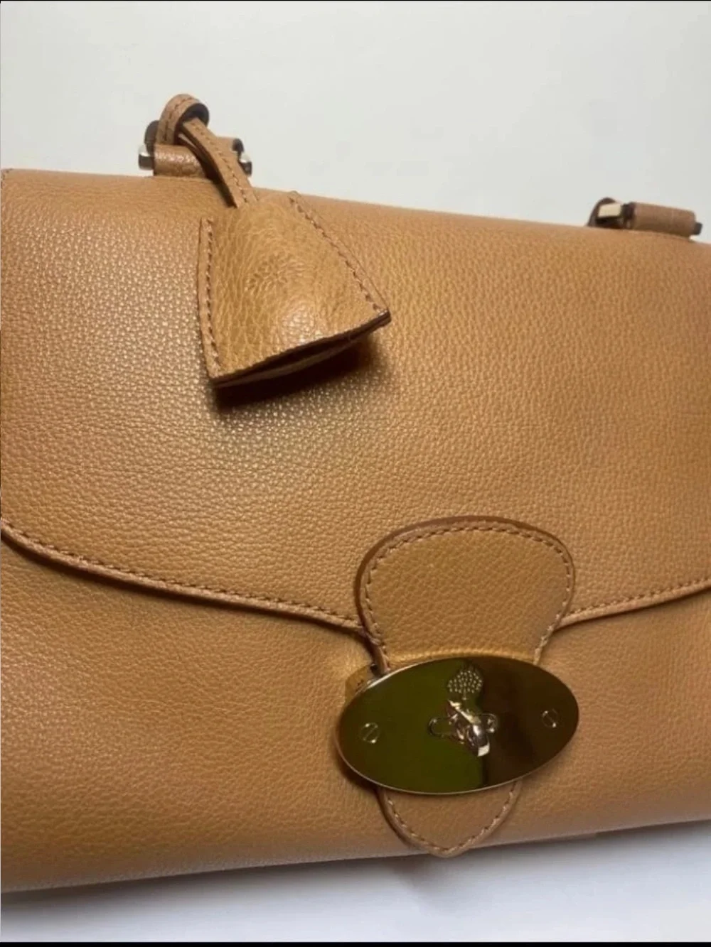 Mulberry Camel Brown Leather Top-Handle Satchel with Strap